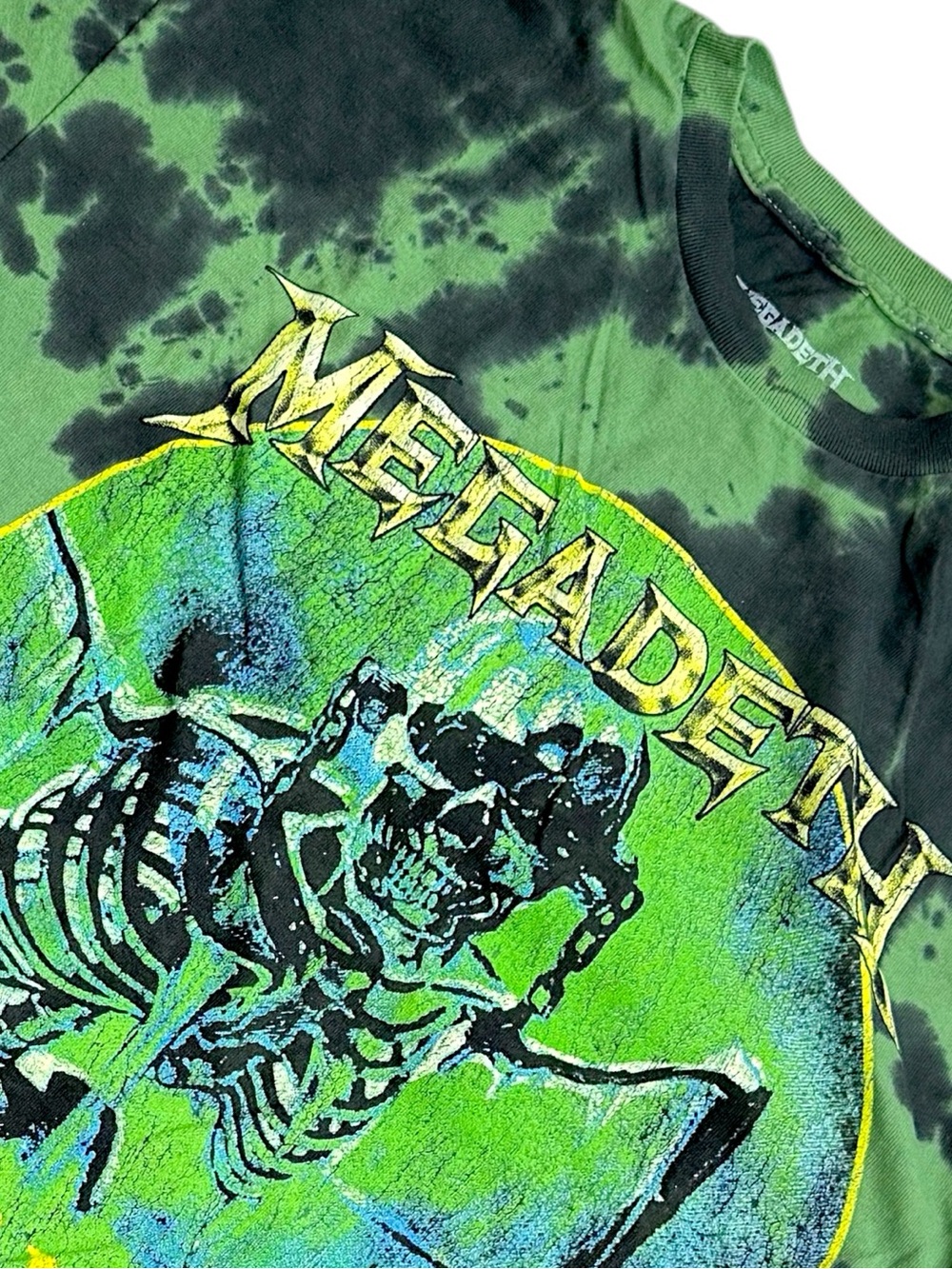 Megadeth Contaminated Tie Dye Band Tee Shirt Green Black Mens Small 2023